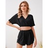 Women's 2 Piece Outfits Summer V Neck Short Sleeve Crop Top and High Waist Shorts - 4 of 4