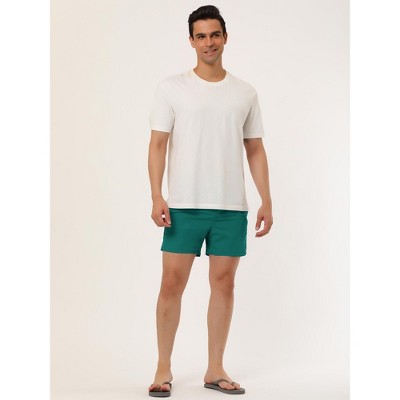 Lars Amadeus Men's Summer Solid Color Lightweight Elastic Waist Beach Swimming Trunks 2 Packs Dark Green/Sky Blue 36 — фото 3