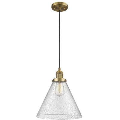 Cone - 1 Light Cord Hung Mini Pendant In Industrial Style-14 Inches Tall and 12 Inches Wide