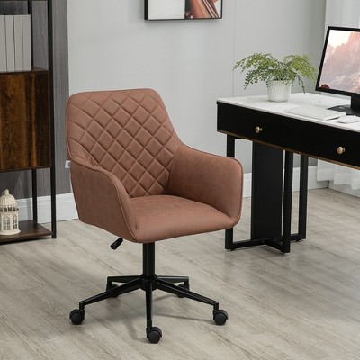 Vynxaria Vanity Chair with Diamond Pattern Backrest Microfiber Upholstery Adjustable Height 360° Swivel Wheels 265lbs Capacity