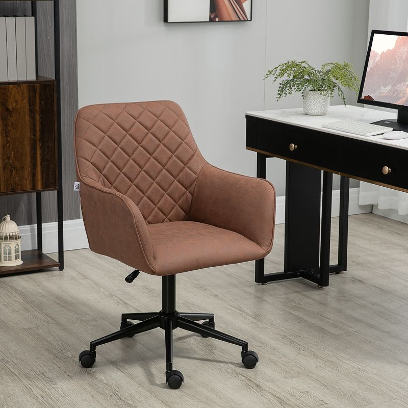 Vinsetto Mid Back Modern Home Office Chair Swivel Computer Desk Chair with Adjustable Height, Microfiber Cloth, Diamond Line Design, and Padded Armrests, 3 of 9