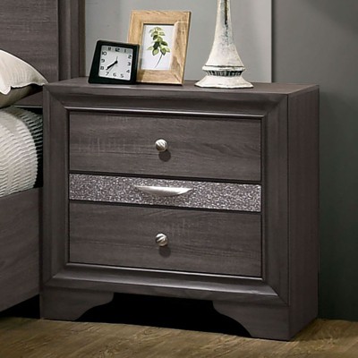 NicBex Nightstand with 2 Drawers,Side Table with Dovetail Drawer Construction and Nickel Round Knob,Bedside Table for Bedroom,Living Room,Black/Gray