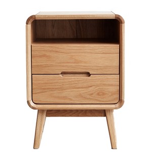 Solid Wood Modern Nightstand Oak Bedside Cabinet Nordic Style Bedroom Storage - 1 of 4
