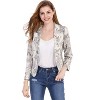 INSPIRE CHIC Women's Open Front Office Long Sleeve Lightweight Printed Floral Crop Suit Blazer - 4 of 4