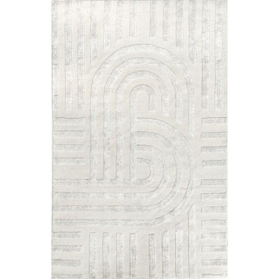 Downtown Ivory Geometric Wool-Synthetic Blend 5' x 8' Area Rug