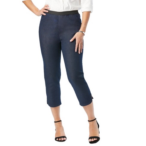 Jessica London Women's Plus Size Comfort Waist Capris - 28, Blue : Target