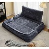 Angel Sar Double Human Dog Bed, Large 2-in-1 Adjustable Floor Couch Loveseat, 5-Position Lazy Sofa, Plush Chenille Couple Sofa with Pillow, Dark Gray - 4 of 4