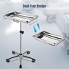 Yescom Mobile Mayo Stand Stainless Steel with Handle 2 Pack Trays on Wheels Adjustable Height for Medical Dental Salon Tattoo Lab - 2 of 4