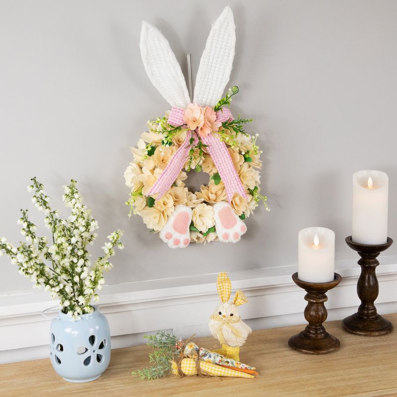 Northlight Wooden Floral Artificial Easter Wreath with Rabbit Ears and Paws - 18", 2 of 7