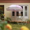 LAGarden Palm Springs 6Ft Patio Fringe Umbrella with Tassel Carry Bag Outdoor Vintage Wood Garden Parasol - 2 of 4