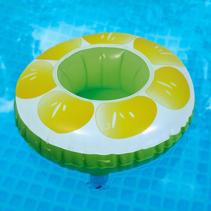 Pool Central 9" Inflatable Lemon Slice Swimming Pool Beverage Drink Holder, 2 of 3
