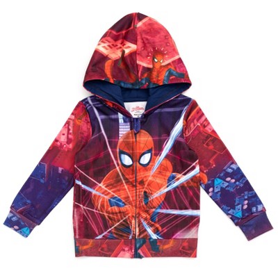  Spider-Man Miles Morales Toddler Boys Fleece Half Zip Hoodie  Black/Red 5T