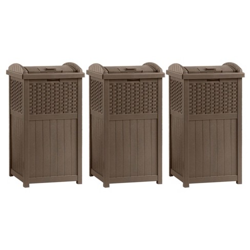 Suncast Wicker Resin Outdoor Hideaway Trash Can With Latching Lid For Use  In Backyard, Deck, Or Patio, Dark Taupe : Target