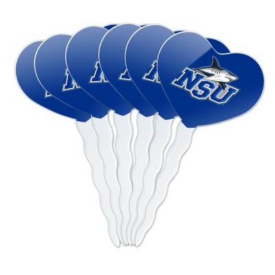 Nova Southeastern University Primary Logo Heart Love Cupcake Picks Toppers Decoration Set of 6
