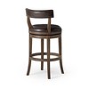 HomeRoots 31" Brown Faux Leather and Solid Wood Low Back Bar Height Swivel Bar Chair - 4 of 4