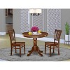 3 Piece Dinette Set - Round Table & 2 Chairs for Small Kitchens - 36 Inch Mahogany Finish - 2 of 4