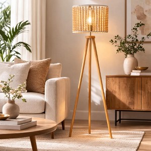 GDFStudio Pnoeae Traditional Three Legged Floor Lamp with Beaded