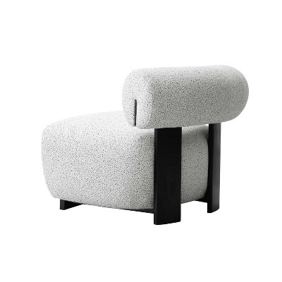 Bartow Black and White Faux Leather Barrel Accent Chair