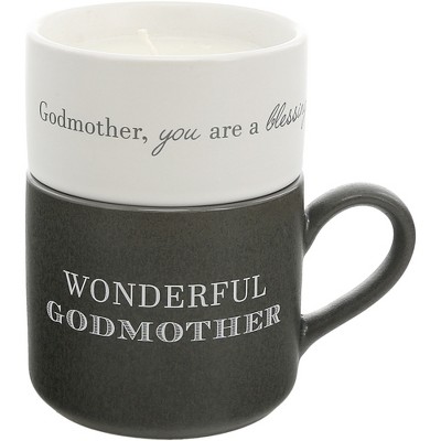 Pavilion Gift Company - Godmother - Stacking Mug and Candle Set 100% Soy Wax Scent: Tranquility - Flame Candles