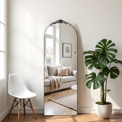 Spassway 71"H x 37"W Arched Versatile Decorative Wood Mirror Art Designs for Living Room Bedroom Entryway Office Home Brown/White