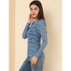 INSPIRE CHIC Women's Vintage Semi-Sheer Puff Long Sleeve Embroidery Lace Floral Blouse - 4 of 4