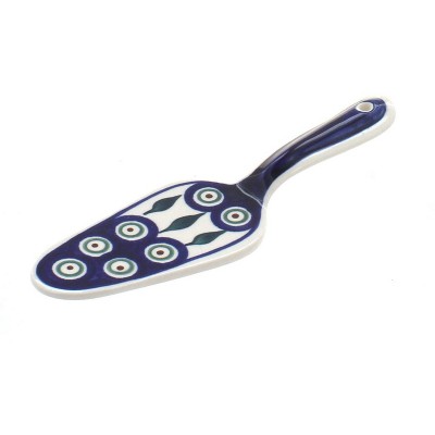 Blue Rose Polish Pottery Peacock Cake Server