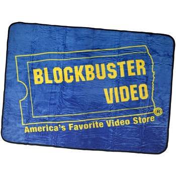 Blockbuster Video Movie VHS Case Fleece Fuzzy Plush Soft Throw Blanket Blue
