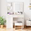 Okak 32IN Makeup Vanity with Large Storage Space, Vanity Desk with Cushioned Stool and Mirror, Compact Vanity for Bedroom, Studio, White - 3 of 4