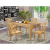 HomeStock 5-Piece Rectangle Natural Oak Finish Solid Wood Top Dining Table with 4 Chairs - 2 of 4