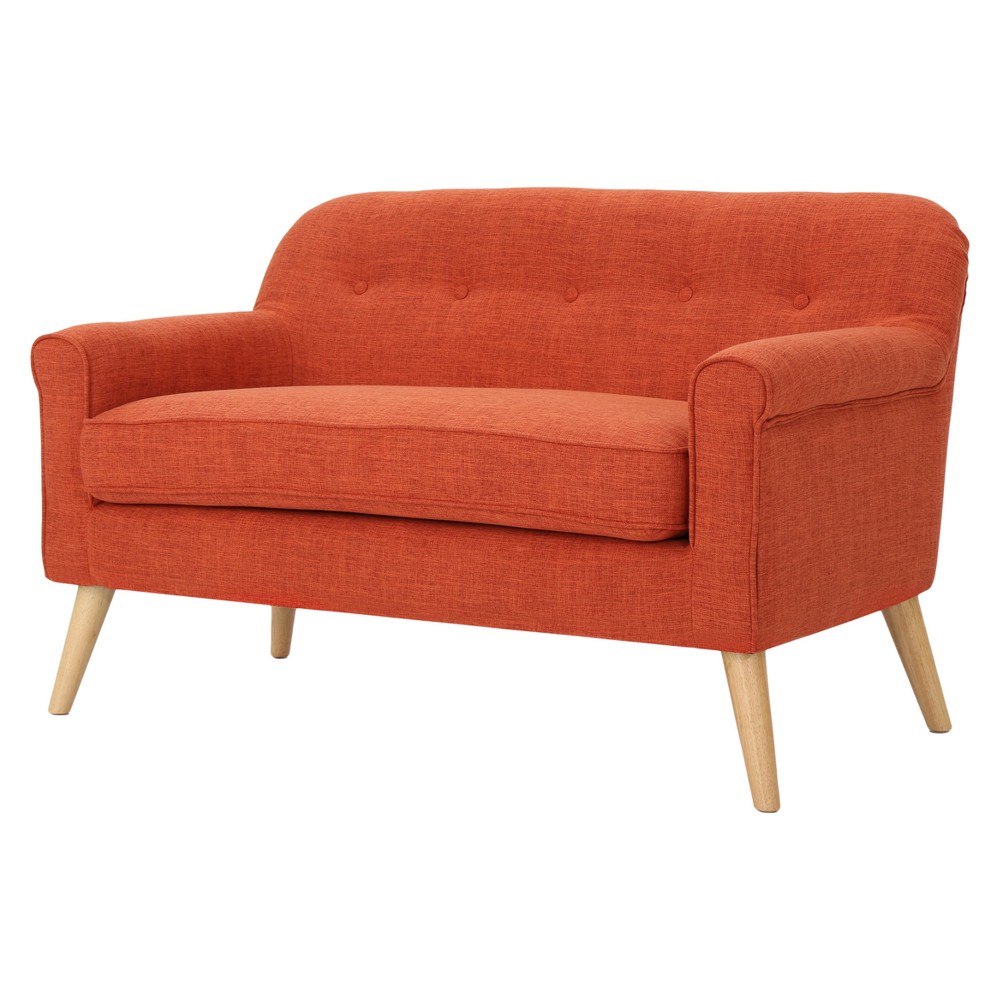 Photos - Sofa Mariah Mid-Century Loveseat Muted Orange - Christopher Knight Home: Plush