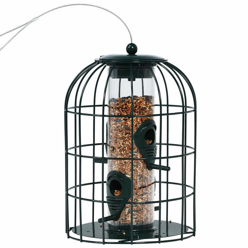 Costway Squirrel-proof Caged Tube Wild Bird Feeder Outdoor Metal Seed Guard Deterrent, 5 of 8