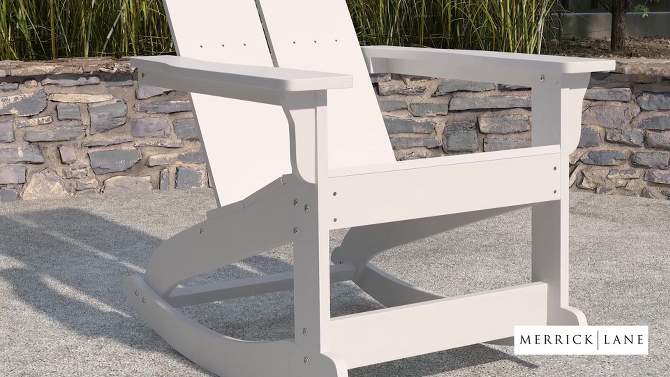 Merrick Lane Wellington UV Treated All-Weather Polyresin Adirondack Rocking Chair for Patio, Sunroom, Deck and More, 2 of 13, play video
