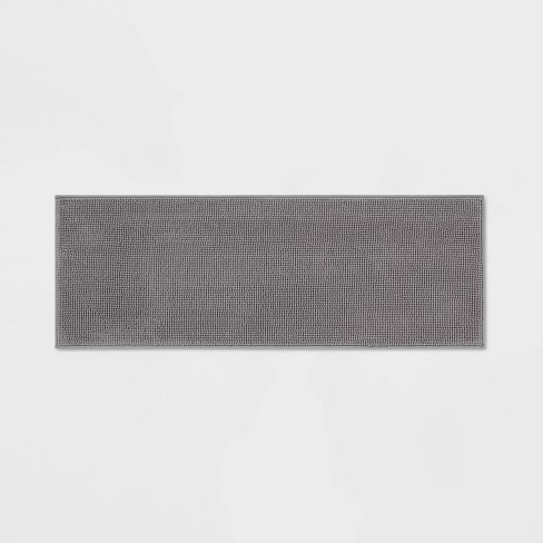 20x34 Low Chenille Memory Foam Bath Rug Dark Gray - Threshold™