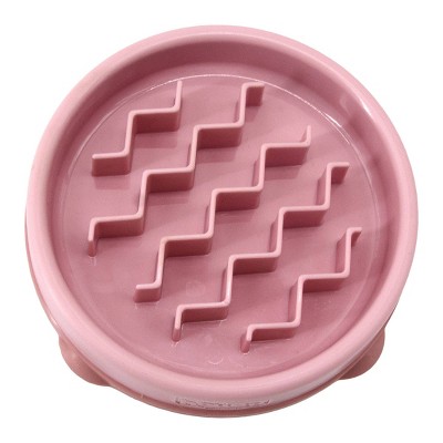 Harmony Pink Plastic Slow Feeder Dog Bowl, Large