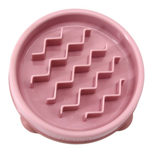 Harmony Pink Plastic Slow Feeder Dog Bowl, Large