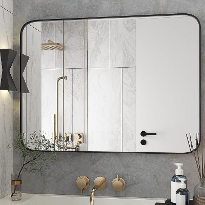 Wall-Mounted Mirrors - Premium Rectangular Bathroom Mirror, 48x30 Inch Stylish Rectangular Vanity Mirror, Explosion-Proof, Resistant