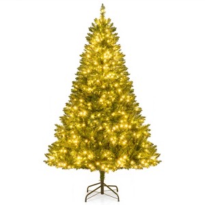 Costway 5/6/7 FT Artificial Christmas Tree with 510/814/990 Branch Tips, 400/700/1000 Warm White LED Lights - 1 of 4