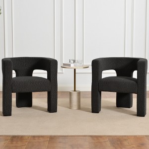 KINWELL 28" Wide Boucle Upholstered Square Armchair (Set of 2) - 1 of 4