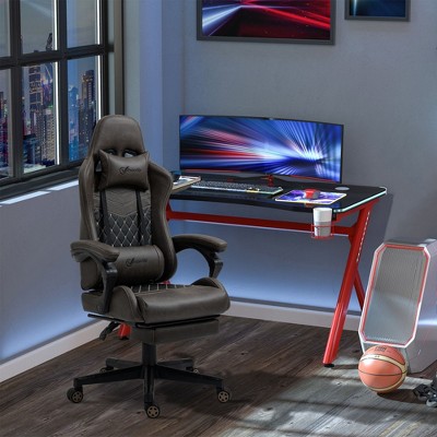 NicBex Adjustable Office Chair Modern PU Leather Ergonomic Computer Gaming Chair with Headrest, Footrest and Lumbar Support for Office, Study