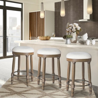 TOAOTBNBO 360° Swivel Bar Stools Set of 2, Upholstered Barstools with Robust Legs, Wood Bar Chair for Kitchen