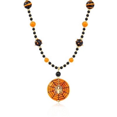 Ross-Simons Italian Multicolored Murano Glass and Onyx Spiderweb Bead Necklace in 18kt Gold Over Sterling Size 18