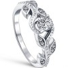 Pompeii3 3/8ct Vintage Floral Leaf Diamond Engagement Ring 14K White Gold - 2 of 4