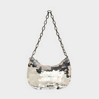 Slouchy Sequin Hobo Shoulder Handbag - Wild Fable™ Silver