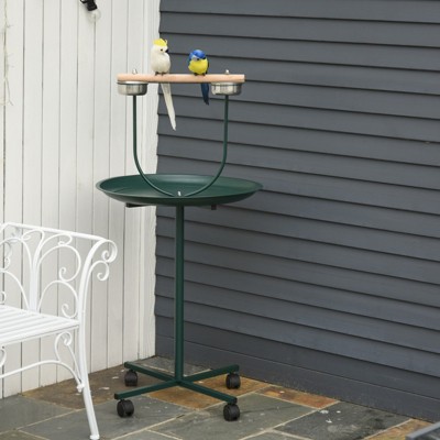 FURNIinspire 48" Rolling T-Stand Bird Training Activity Playground with Perch,23.5"*23.5"*48"