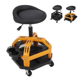 330LB Rolling Mechanic Stool – Adjustable Heavy-Duty Garage Seat with 360° Casters for Car Repair & Workbench (1-Piece) - 1 of 4