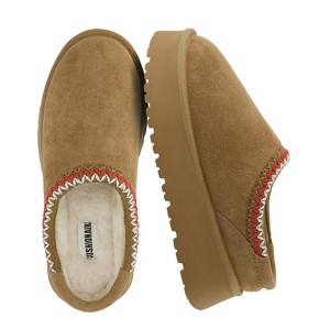 CUSHIONAIRE Women’s Kabuki Genuine Suede Platform Mule Slippers with Memory Foam, Indoor/Outdoor, Wide Widths Available - 1 of 4