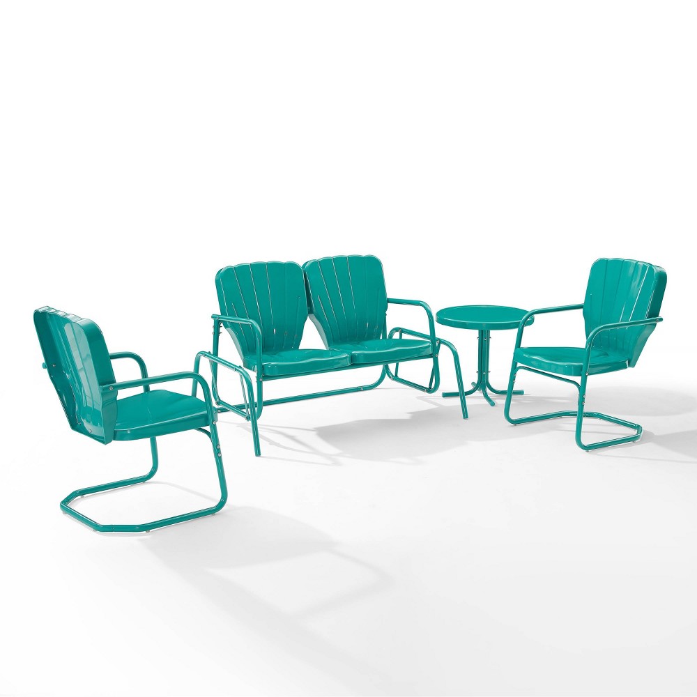 Photos - Garden Furniture Crosley Ridgeland 4pc Outdoor Metal Conversation Set - Turquoise  