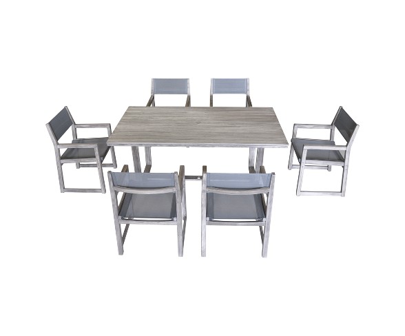 Teak Contemporary Bay Side Outdoor Rectangle Dining Table - Driftwood Gray - Courtyard Casual