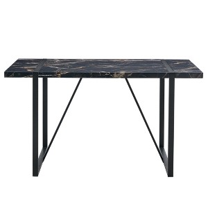 TiramisuBest Industrial Rectangular MDF Black Dining Table, 4-6 Person, 1.5" Thick MDF Top & Black Metal Legs for Desk/Kitchen/Patio/Dining Room - 1 of 4