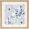 Olivia & May 22"x22" Wood Floral Relief Wall Decor with Brown Woven Seagrass Frame and White Backing Blue: Modern Botanical Art - 2 of 4